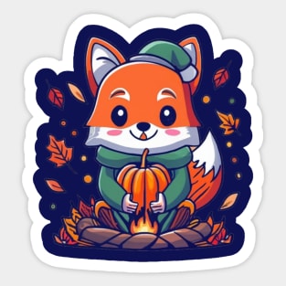 cute fox fall season Sticker